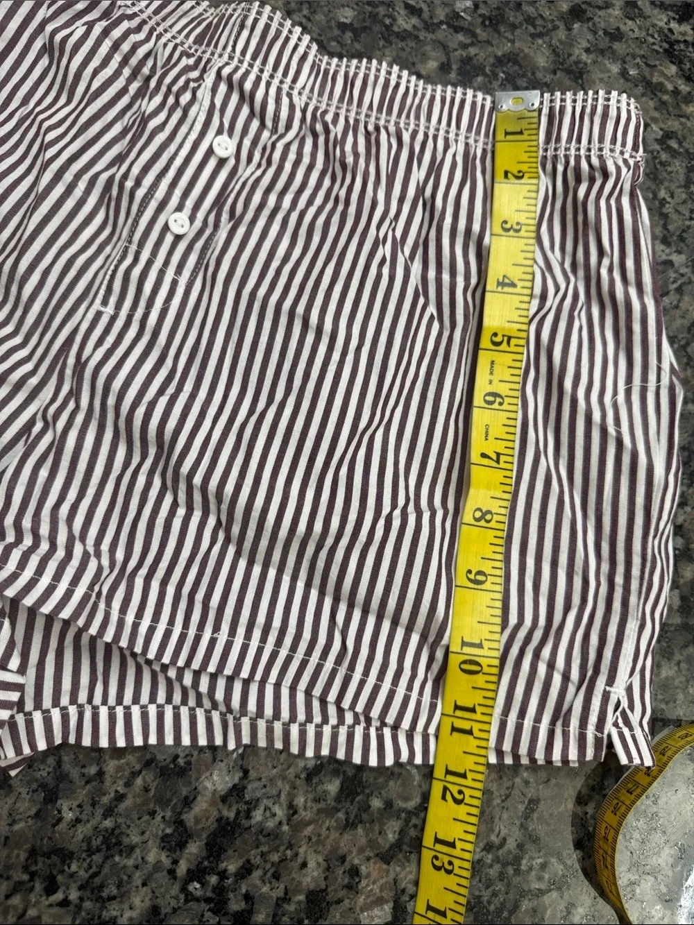 PINK Victoria's Secret cotton White & maroon Striped Boxer sleep Shorts NWT S